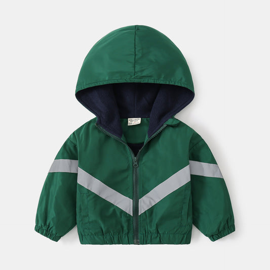 Chaqueta de manga larga con capucha y cierre para niños de talla mediana