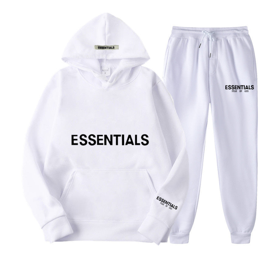 ESSENTIALS Couple Set Hoodies for Men and Women Double Line High Street Fashion Two-Piece Set