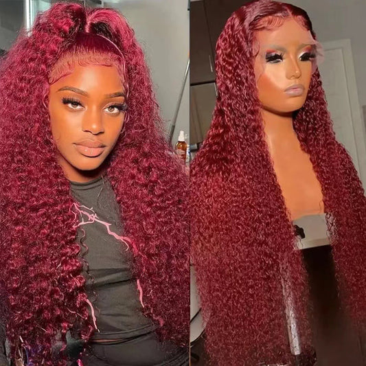 Red Premium "Human Hair" Wig - 13x4 Lace Front Wig - Women's long hair full head cover