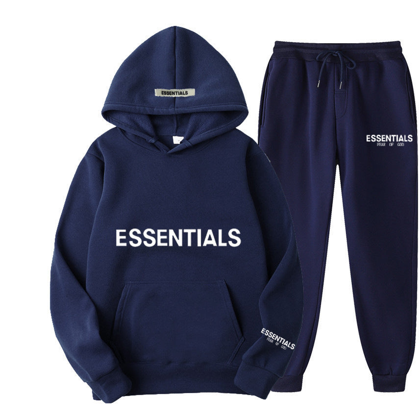 ESSENTIALS Couple Set Hoodies for Men and Women Double Line High Street Fashion Two-Piece Set