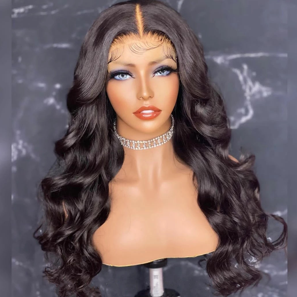 Ladies Wig Natural Buckle Black Big Wave Chemical Fiber Front Lace Long Curly Hair High Temperature Silk Headgear