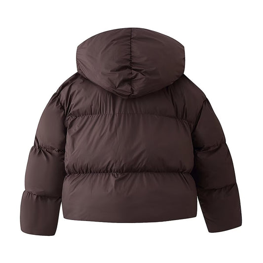Women's Fashion Hooded Coat with Detachable Scarf, Down Jacket