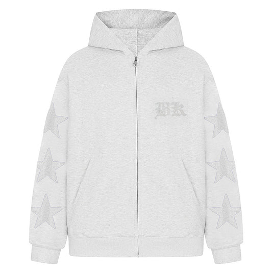 star sleeve zip Hoodie