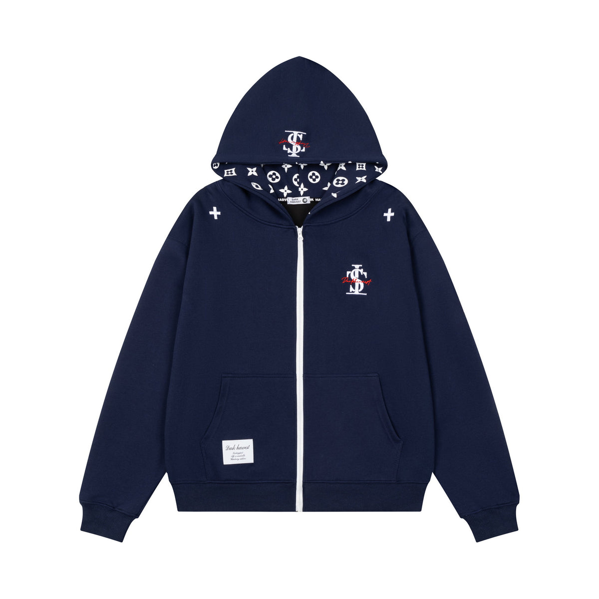 Zip-Up Hooded Sweatshirt Jacket Unisex Color-Block
