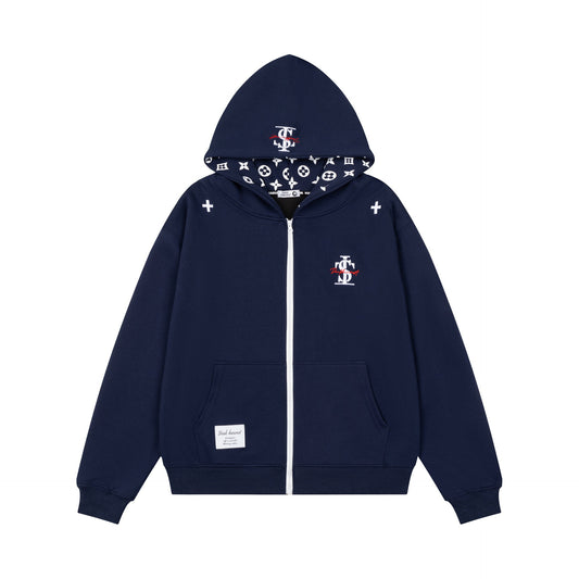 Chaqueta sudadera con capucha y cremallera unisex, diseño color-block