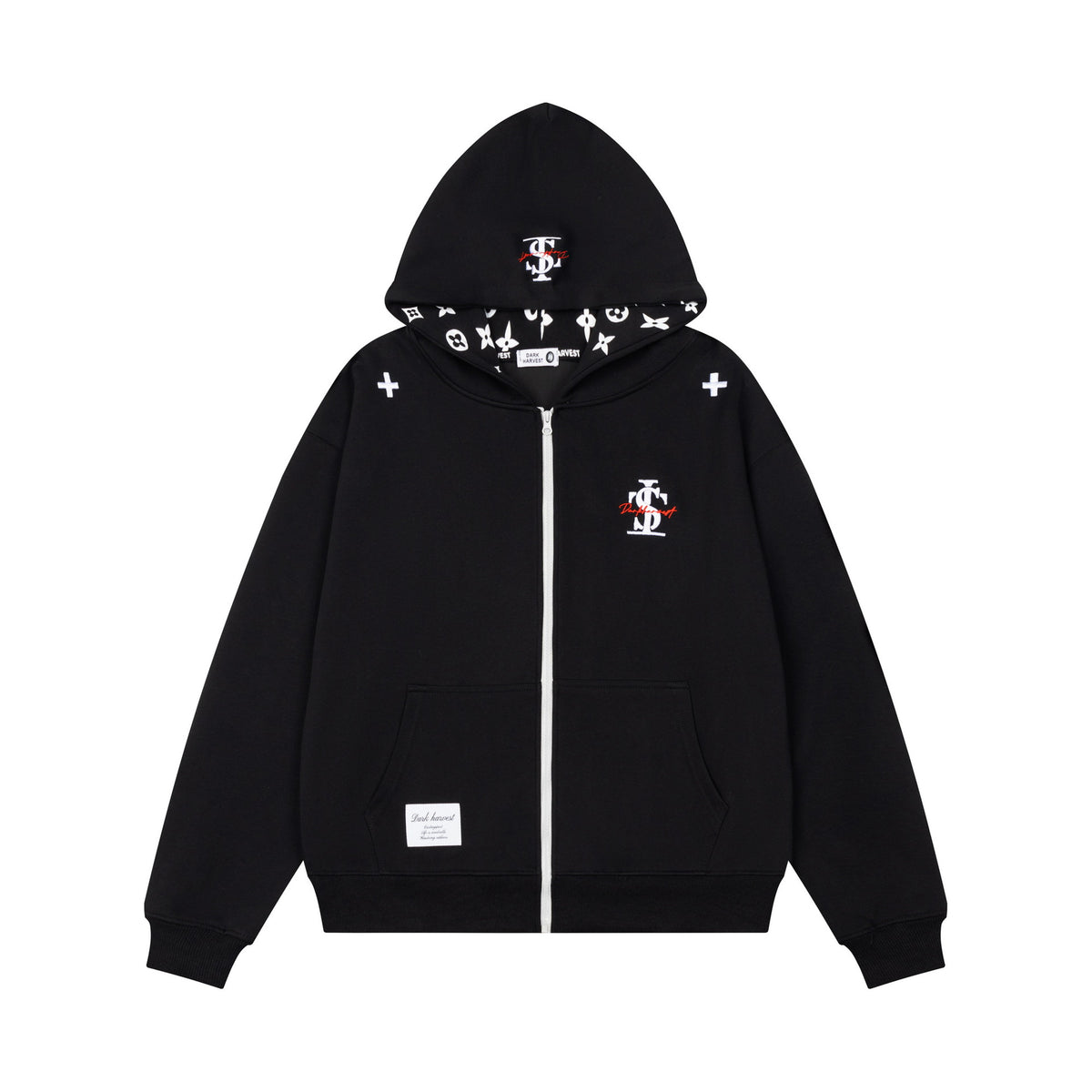 Zip-Up Hooded Sweatshirt Jacket Unisex Color-Block