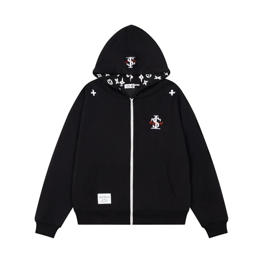 Chaqueta sudadera con capucha y cremallera unisex, diseño color-block