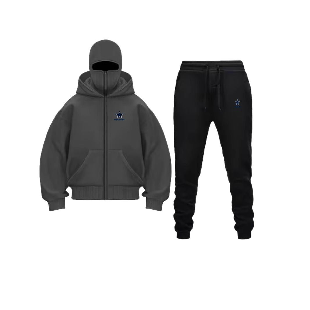 Unique Design Double Hooded Zip-Up Sweatshirt Set for Men and Women