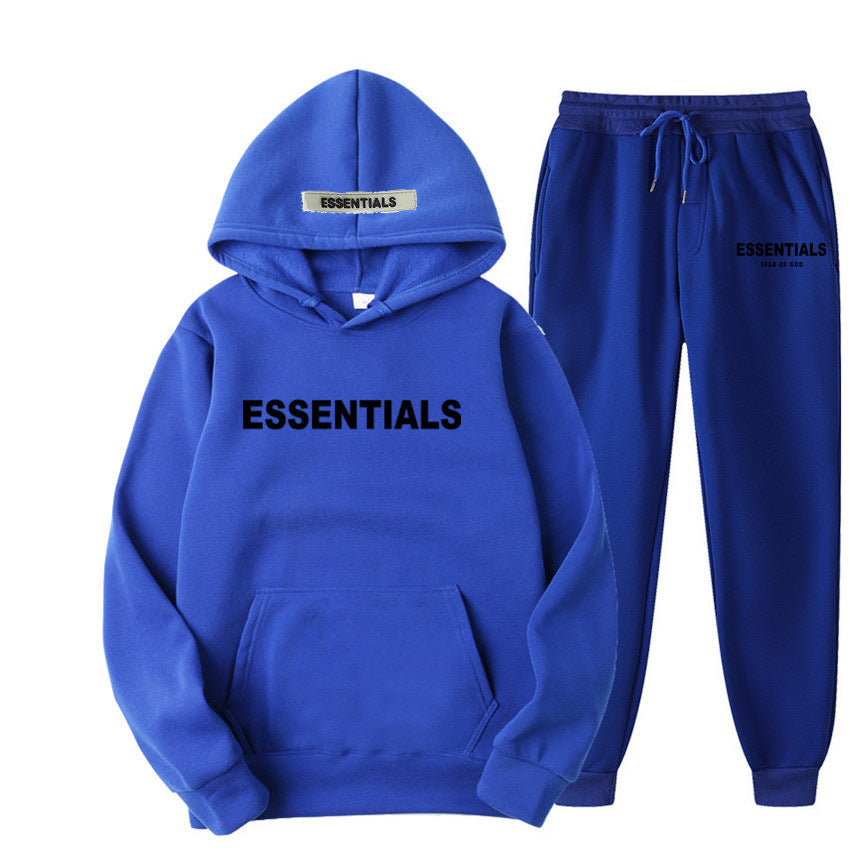 ESSENTIALS Couple Set Hoodies for Men and Women Double Line High Street Fashion Two-Piece Set