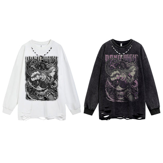 Sudadera holgada de manga larga para hombre