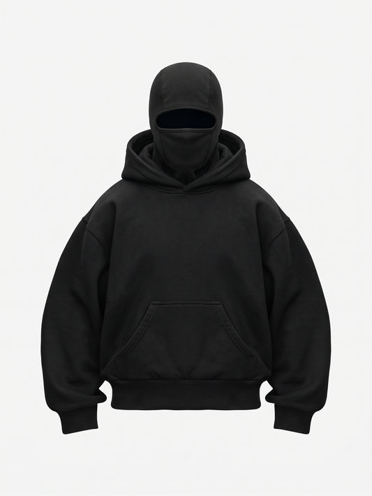 Men's  Zip-Up Hooded Jacket with Mask Design,  Pullover Sweatshirt Coat