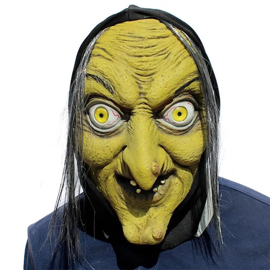 Horror Green Face Witch Mask Latex Mask Scary Party Full Face Mask