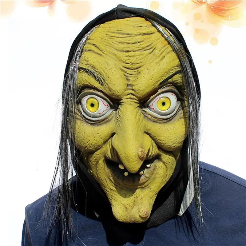 Horror Green Face Witch Mask Latex Mask Scary Party Full Face Mask