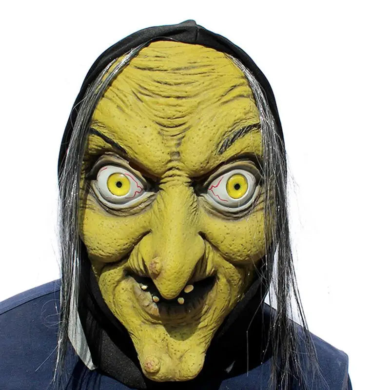 Horror Green Face Witch Mask Latex Mask Scary Party Full Face Mask