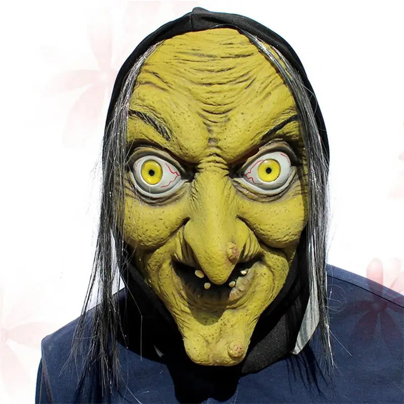 Horror Green Face Witch Mask Latex Mask Scary Party Full Face Mask