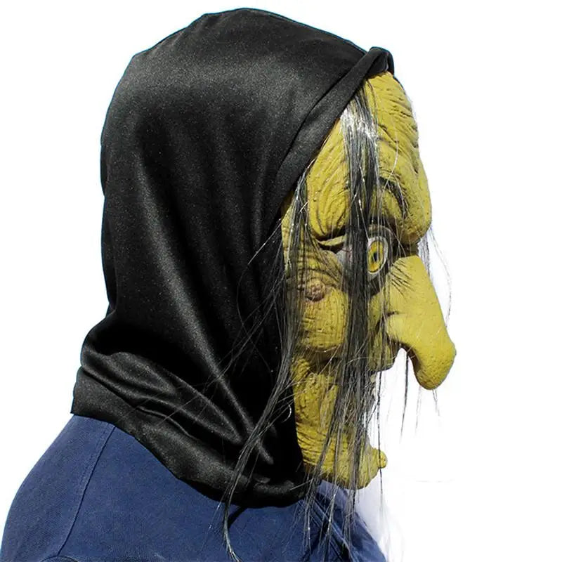 Horror Green Face Witch Mask Latex Mask Scary Party Full Face Mask