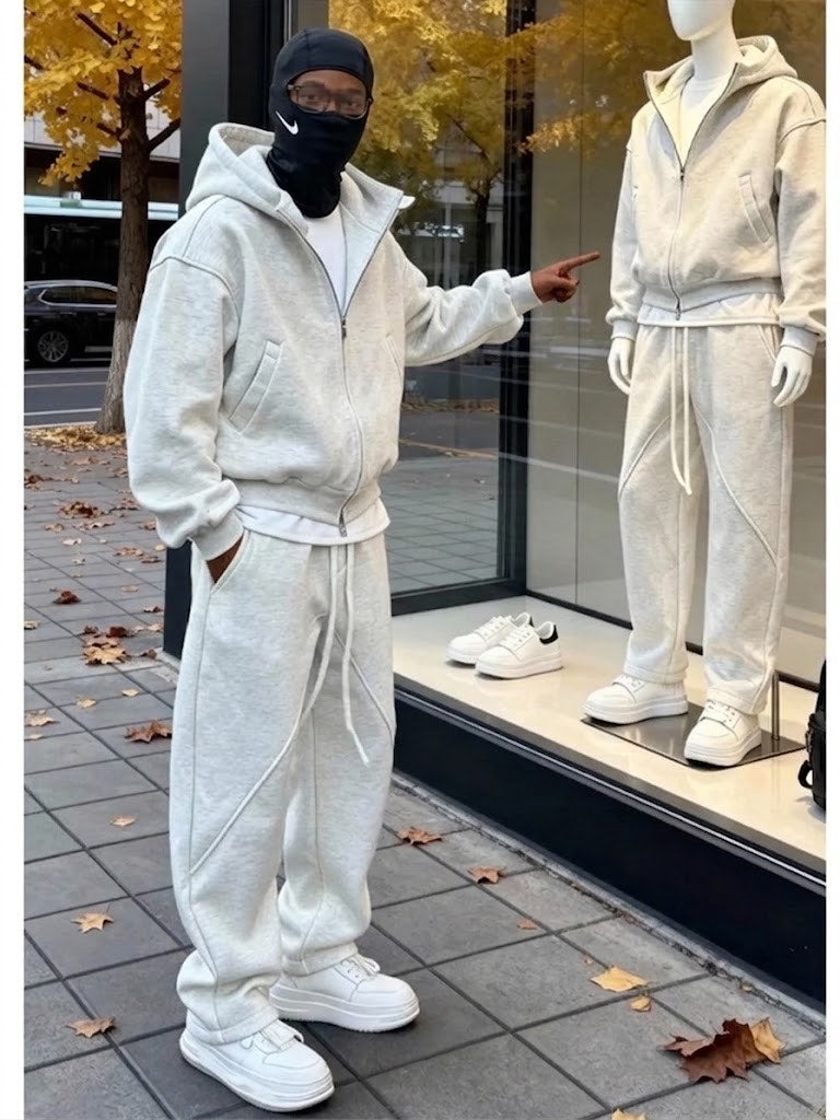 NO LA BAJE' Mens Casual Hooded Sweatshirt and Pants Set. Lo casual tambien tiene estilo, abrigo con capucha y pantalon al estilo New york City.