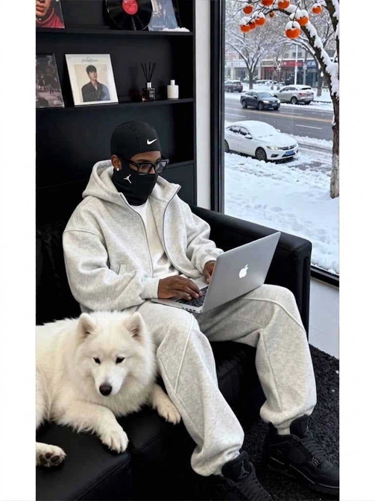 NO LA BAJE' Mens Casual Hooded Sweatshirt and Pants Set. Lo casual tambien tiene estilo, abrigo con capucha y pantalon al estilo New york City.