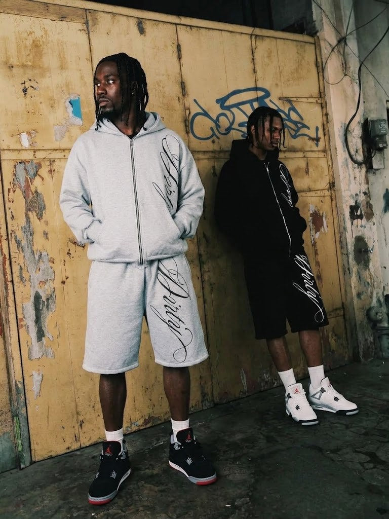 Men's Letter Print Hooded Sweatshirt and Shorts Set