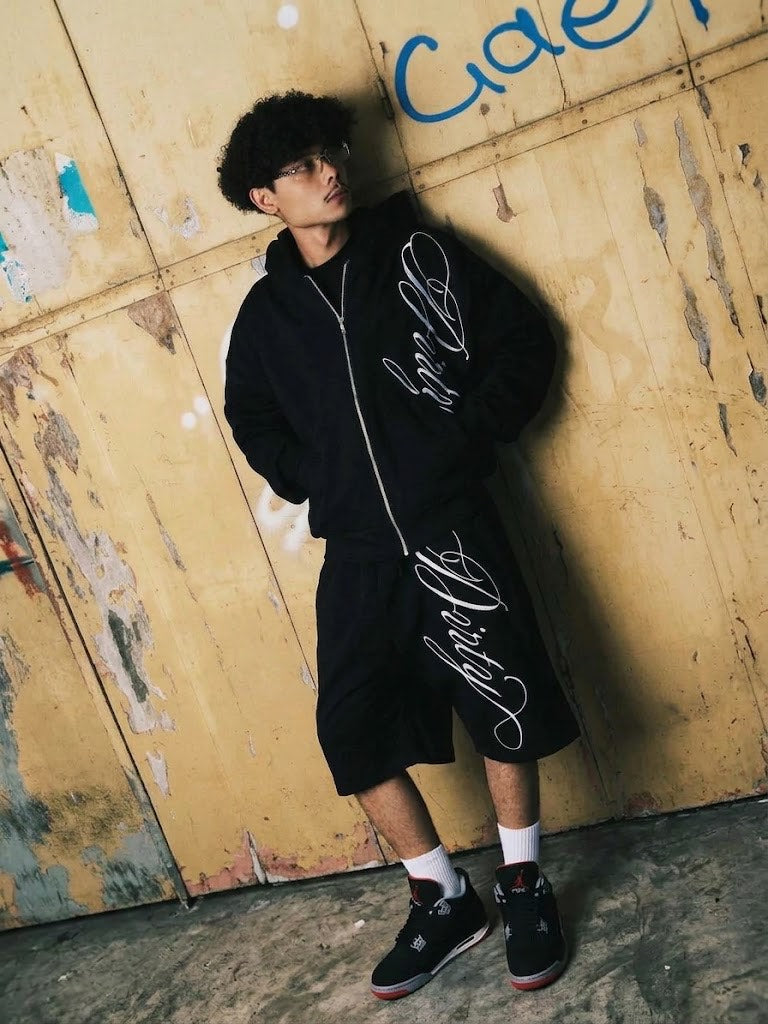 Men's Letter Print Hooded Sweatshirt and Shorts Set
