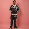 Fashion Sweat Hooded Flared Pants Set