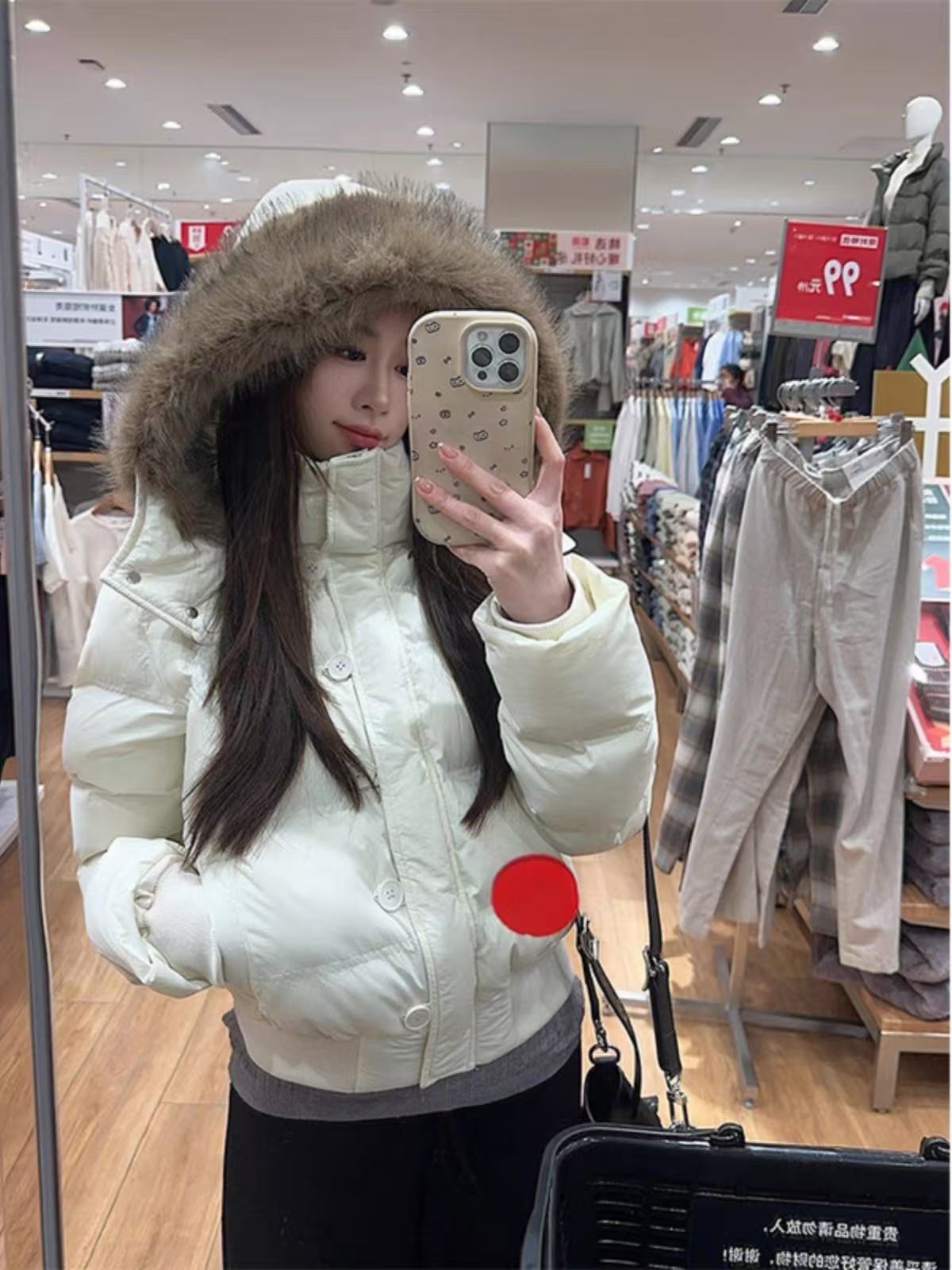 Hooded winter down cotton-padded jacket
