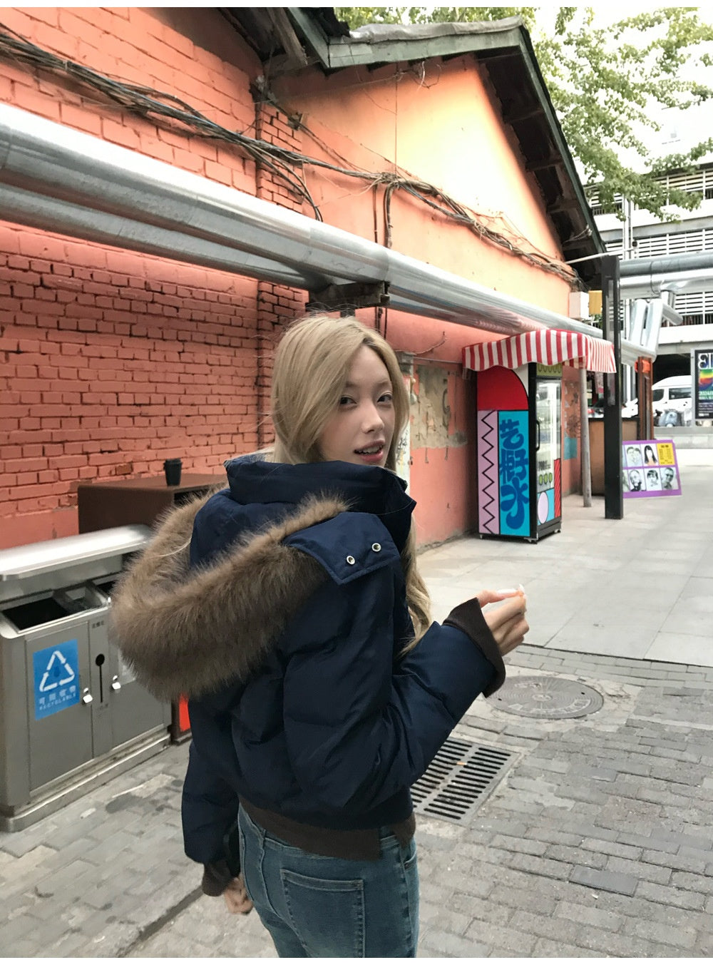 Hooded winter down cotton-padded jacket