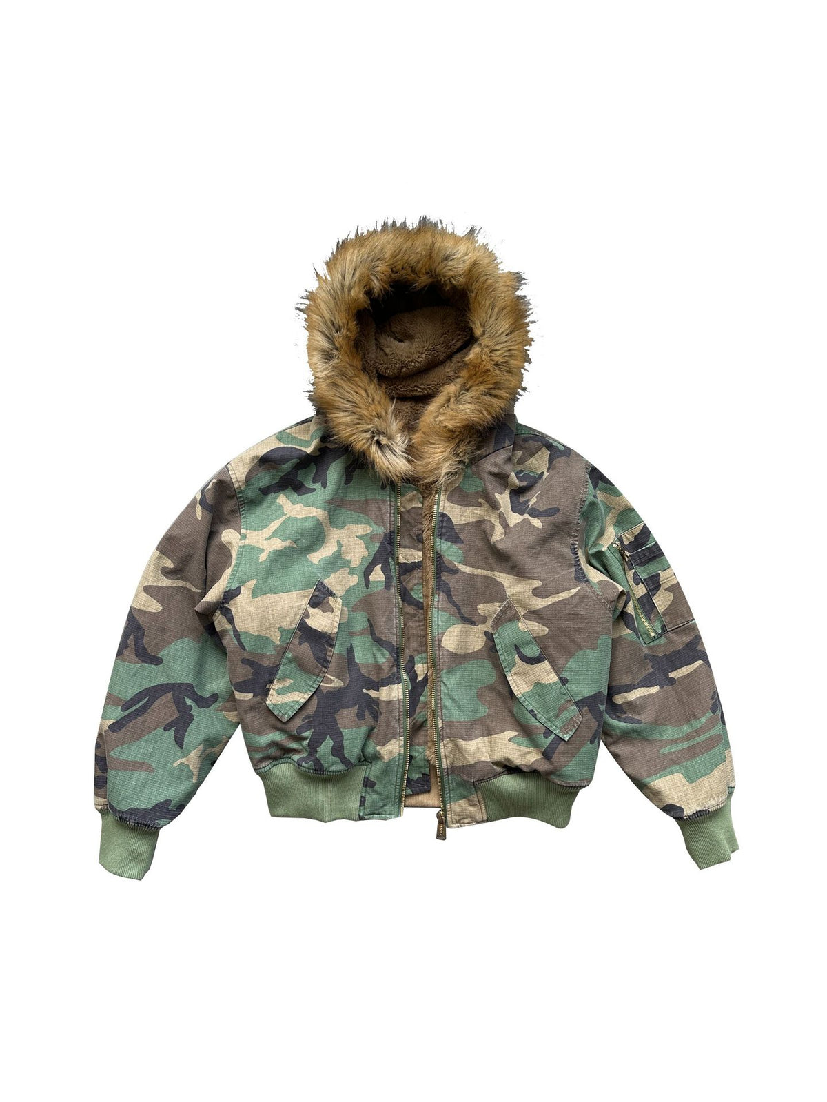 Camouflage Elements Fur Collar Men's Coat