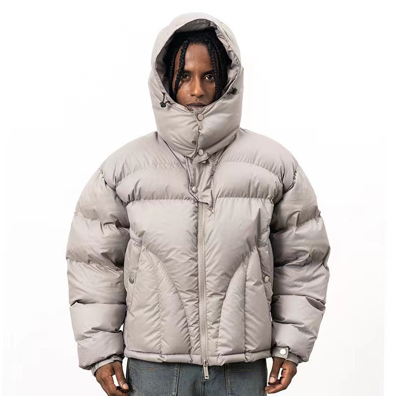 Loose Cotton-Padded Jacket with Hood